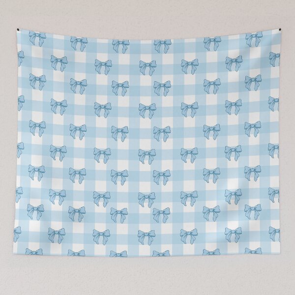 Item preview, Cute Light Blue Bows on Gingham Pattern Coquette Aesthetic designed and sold by SeJaa.