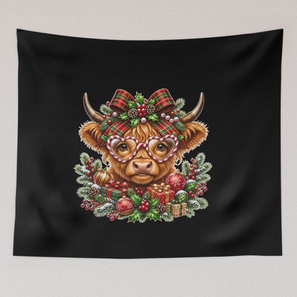 Item preview, Cute Highland Cow Bow Christmas Moo Farm Women Xmas designed and sold by Phil Ben.
