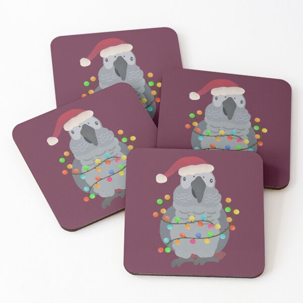 Item preview, African Grey Parrot Christmas Illustration designed and sold by FandomizedRose.