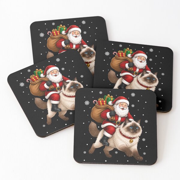 Item preview, Festive Holiday Funny Santa Riding Ragdoll Cat Christmas designed and sold by Chaya Reid.