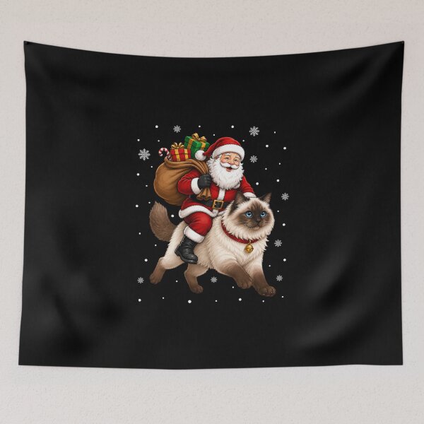 Item preview, Festive Holiday Funny Santa Riding Ragdoll Cat Christmas designed and sold by Chaya Reid.
