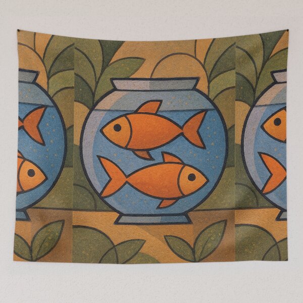 Item preview, An illustration of 2 goldfish in a fishbowl designed and sold by GalleryKauffeld.