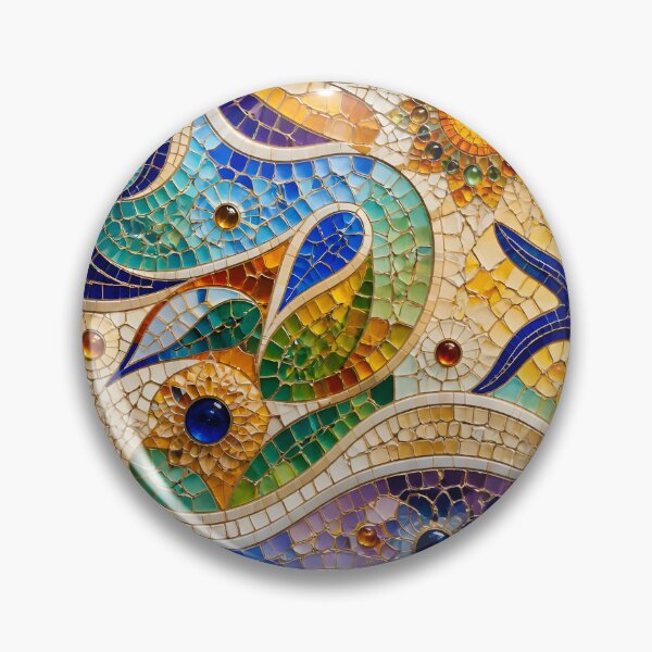 Item preview, Colorful Gaudi Inspired Nautical Mosaic Starfish Sun Waves Art Print designed and sold by GrinGalore.