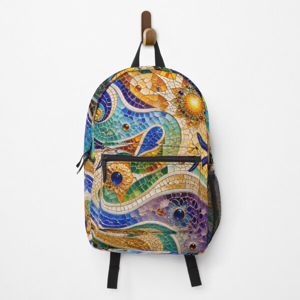 Item preview, Colorful Gaudi Inspired Nautical Mosaic Starfish Sun Waves Art Print designed and sold by GrinGalore.