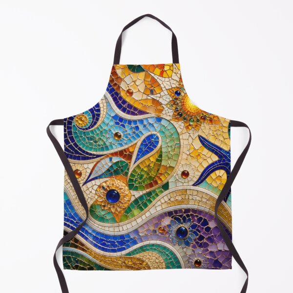 Item preview, Colorful Gaudi Inspired Nautical Mosaic Starfish Sun Waves Art Print designed and sold by GrinGalore.