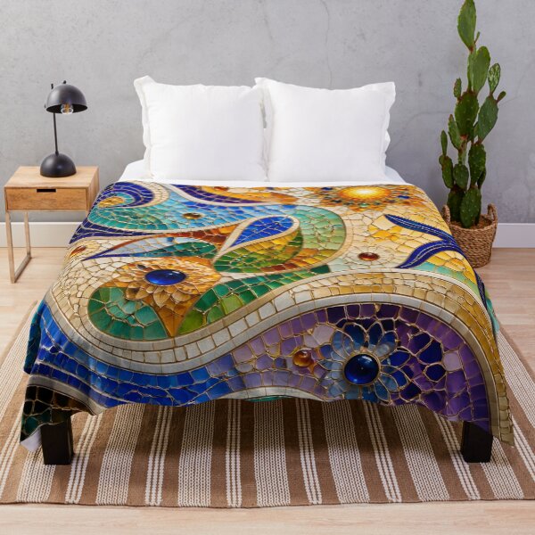 Item preview, Colorful Gaudi Inspired Nautical Mosaic Starfish Sun Waves Art Print designed and sold by GrinGalore.