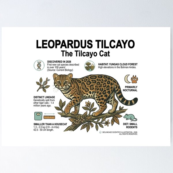 Item preview, Leopardus Tilcayo - The Tilcayo Cat Educational Scientific Illustration Art designed and sold by artworkathome.