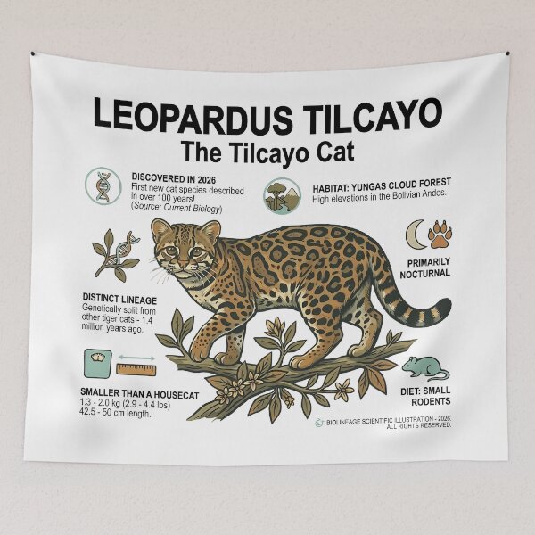 Item preview, Leopardus Tilcayo - The Tilcayo Cat Educational Scientific Illustration Art designed and sold by artworkathome.