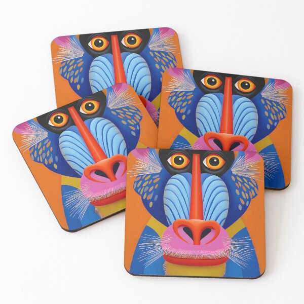 Item preview, Vibrant Stylized Baboon Portrait on Orange Background designed and sold by Artessie.