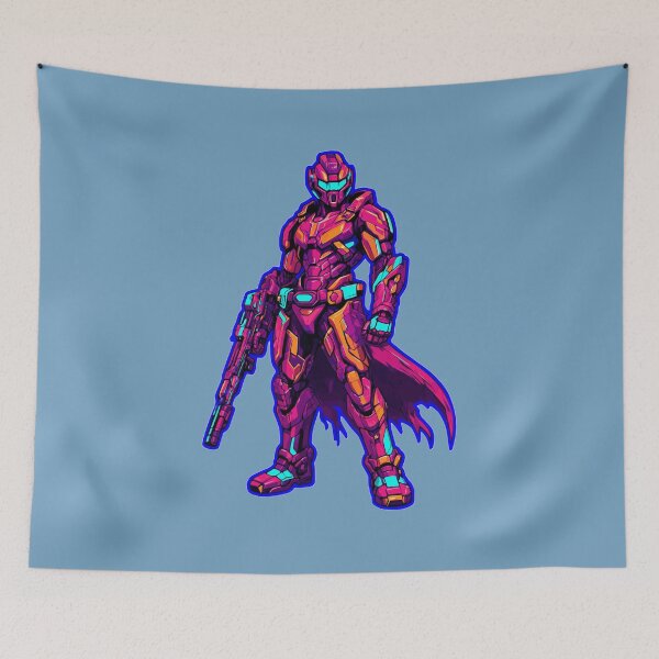 Item preview, Neon Synthwave Cyberpunk Sci-Fi Soldier designed and sold by KungPowUnicorn.