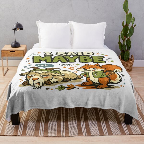 Item preview, I Said Maybe Funny Goat and Fox Sarcastic Retro Animal Humor Art Design designed and sold by inkoutninja.