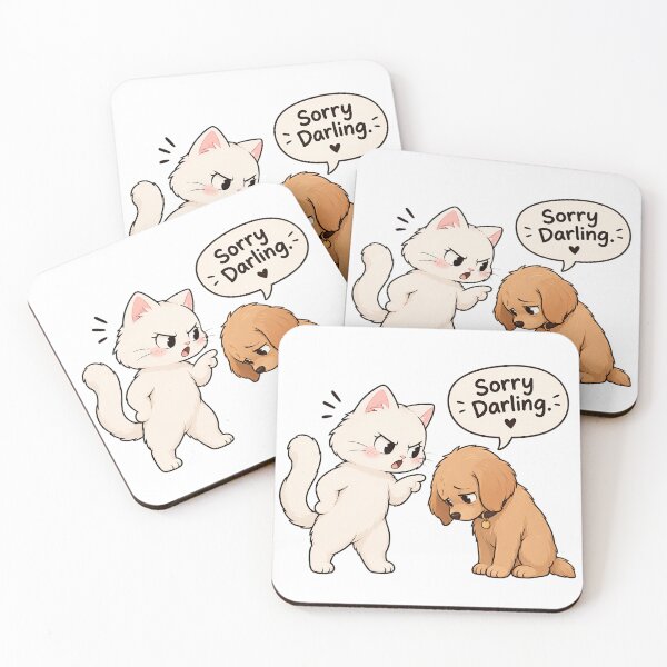 Item preview, Sorry Darling – Cute Cat Scolding Dog Sticker designed and sold by Mohitt09.