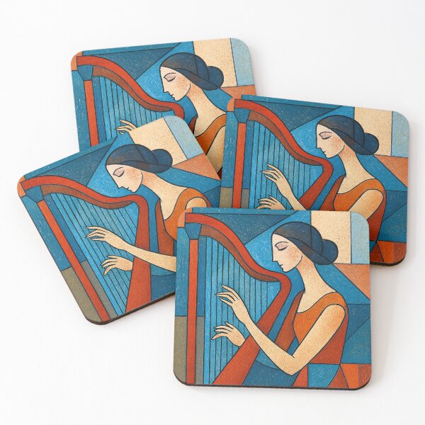 Item preview, Harpist Playing the Harp Illustration designed and sold by GalleryKauffeld.