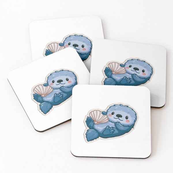 Item preview, Cute Sea Otter Holding Seashell Kawaii Animal designed and sold by NicolasGlowArt.