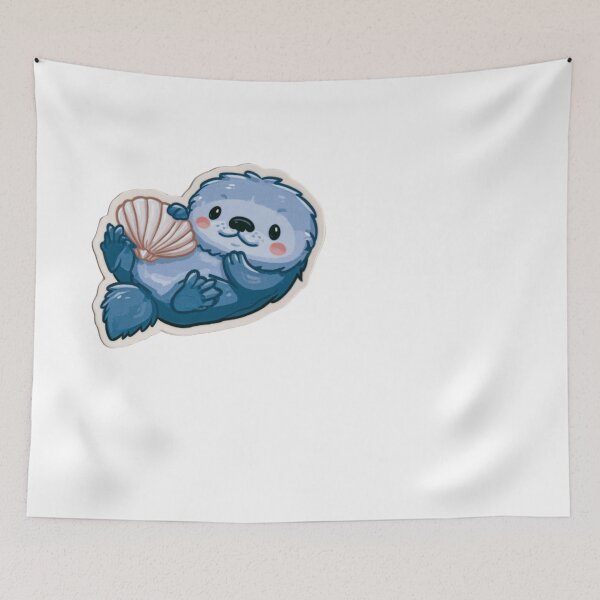 Item preview, Cute Sea Otter Holding Seashell Kawaii Animal designed and sold by NicolasGlowArt.