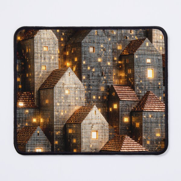 Item preview, Glowing Miniature City at Night – Abstract Geometric Urban Fantasy Art Print designed and sold by Kaleidoscope Print.