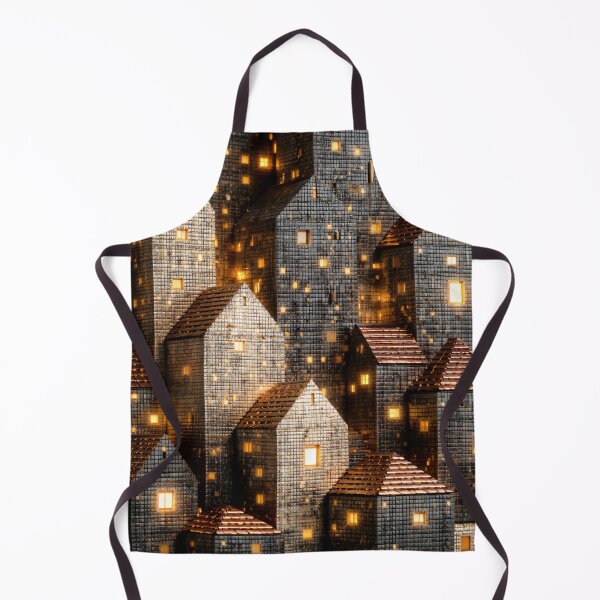 Item preview, Glowing Miniature City at Night – Abstract Geometric Urban Fantasy Art Print designed and sold by Kaleidoscope Print.