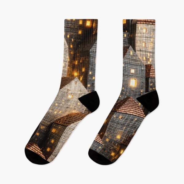 Item preview, Glowing Miniature City at Night – Abstract Geometric Urban Fantasy Art Print designed and sold by Kaleidoscope Print.