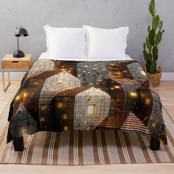 Item preview, Glowing Miniature City at Night – Abstract Geometric Urban Fantasy Art Print designed and sold by Kaleidoscope Print.