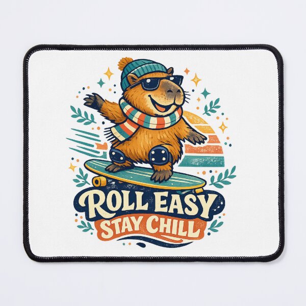 Item preview, Roll Easy Stay Chill Capybara Skateboard Retro Skater Art Design designed and sold by inkoutninja.