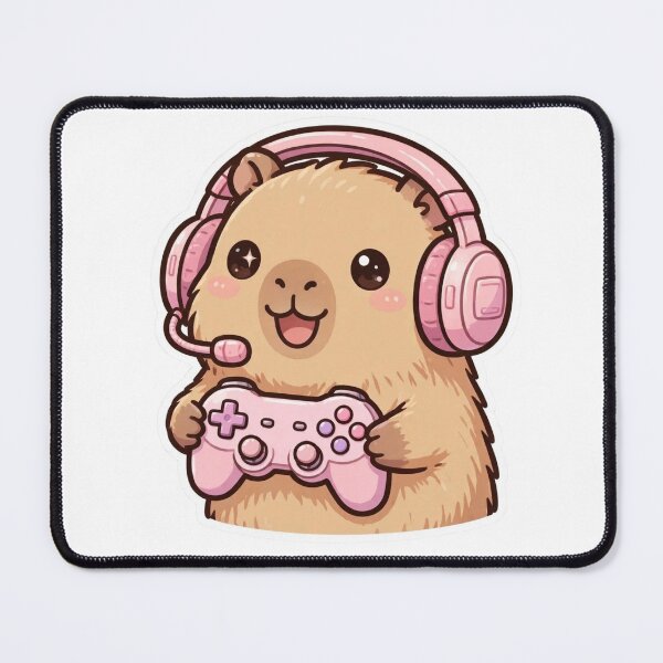 Item preview, Kawaii Capybara Gamer with Pink Headphones – Cute Gaming Animal designed and sold by MoodLay.