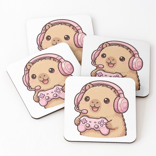 Item preview, Kawaii Capybara Gamer with Pink Headphones – Cute Gaming Animal designed and sold by MoodLay.