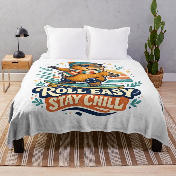 Item preview, Roll Easy Stay Chill Capybara Skateboard Retro Skater Art Design designed and sold by inkoutninja.