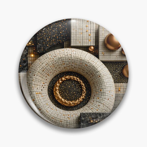 Item preview, Gold and Ivory Geometric Abstract – Luxury Modern 3D Mosaic Art Print designed and sold by Kaleidoscope Print.