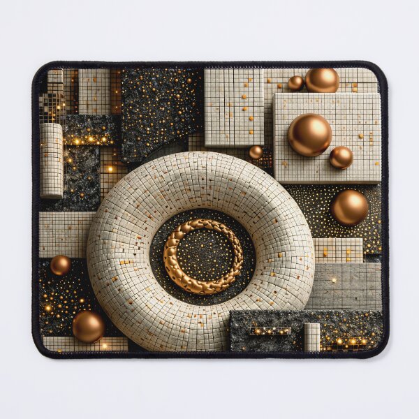 Item preview, Gold and Ivory Geometric Abstract – Luxury Modern 3D Mosaic Art Print designed and sold by Kaleidoscope Print.