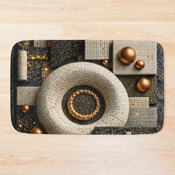 Item preview, Gold and Ivory Geometric Abstract – Luxury Modern 3D Mosaic Art Print designed and sold by Kaleidoscope Print.