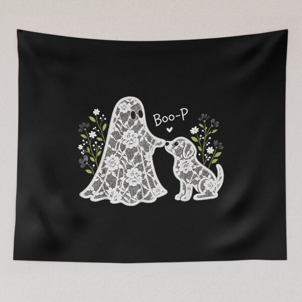 Item preview, Lace Ghost Booping Cute Dog with Flowers designed and sold by SoyLamderma.