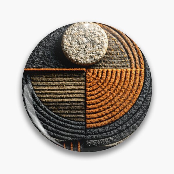 Item preview, Textured Geometric Circle in Black and Burnt Orange – Modern Abstract 3D Art Print designed and sold by Kaleidoscope Print.