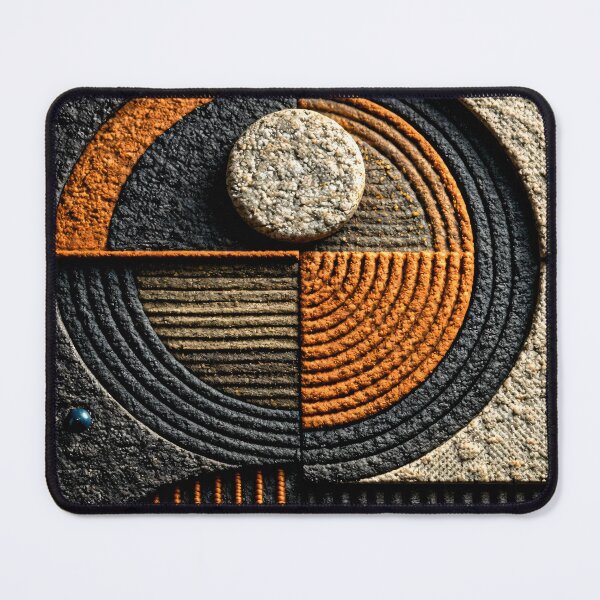 Item preview, Textured Geometric Circle in Black and Burnt Orange – Modern Abstract 3D Art Print designed and sold by Kaleidoscope Print.