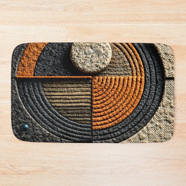 Item preview, Textured Geometric Circle in Black and Burnt Orange – Modern Abstract 3D Art Print designed and sold by Kaleidoscope Print.