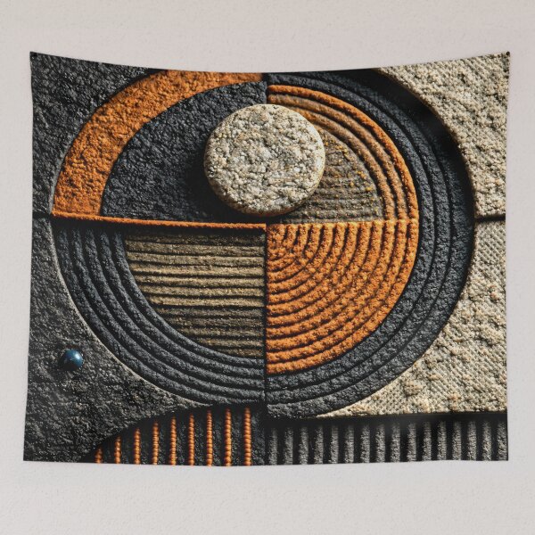 Item preview, Textured Geometric Circle in Black and Burnt Orange – Modern Abstract 3D Art Print designed and sold by Kaleidoscope Print.