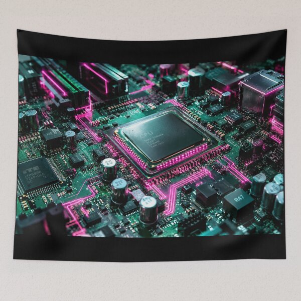 Item preview, Core Motherboard – Neon Pink & Emerald Green Cyberpunk  designed and sold by TrezeTreze.