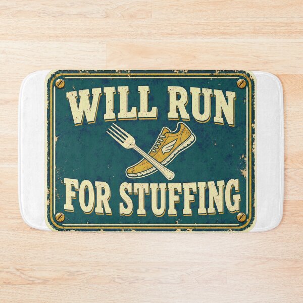 Item preview, Will Run For Stuffing Funny Turkey Trot Enamel Sign designed and sold by BoosterShop.
