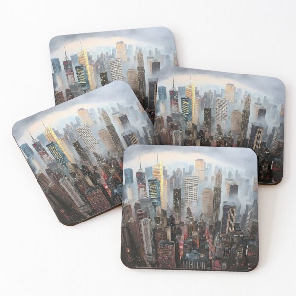Item preview, Misty Skyline Over a Modern City Landscape at Dawn designed and sold by Artessie.