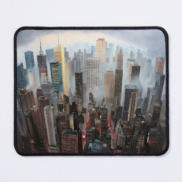 Item preview, Misty Skyline Over a Modern City Landscape at Dawn designed and sold by Artessie.