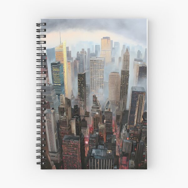 Item preview, Misty Skyline Over a Modern City Landscape at Dawn designed and sold by Artessie.