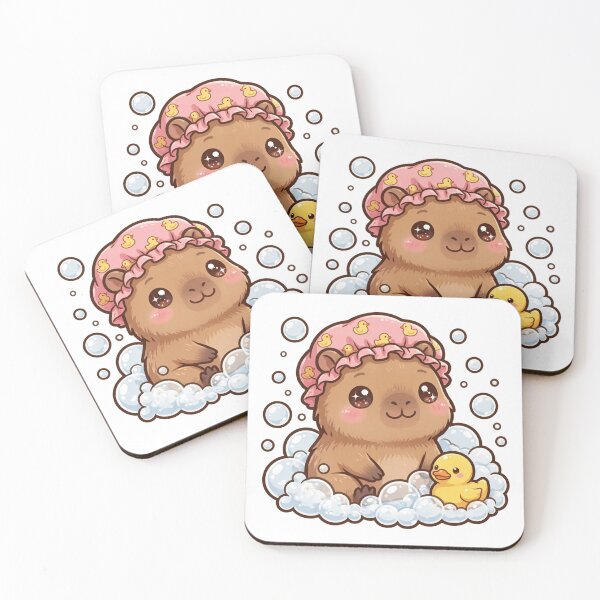 Item preview, Kawaii Capybara Taking a Bubble Bath with Cute Duck – Adorable Animal designed and sold by MoodLay.