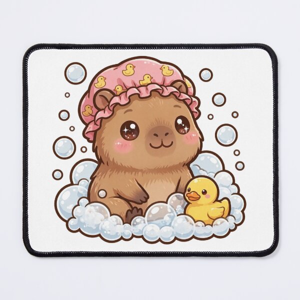 Item preview, Kawaii Capybara Taking a Bubble Bath with Cute Duck – Adorable Animal designed and sold by MoodLay.