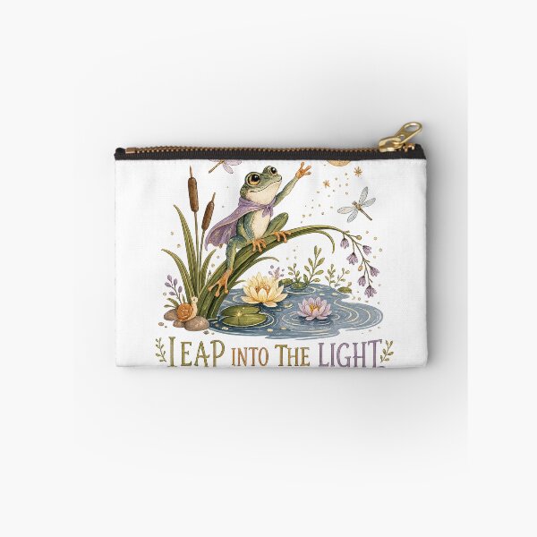 Item preview, Leap Into the Light Frog Crescent Moon Pond Cottagecore Art Design designed and sold by inkoutninja.