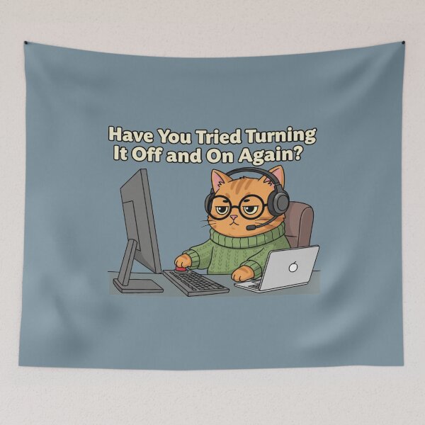 Item preview, Have You Tried Turning It Off And On Again Funny IT Cat designed and sold by MascotFoundry.