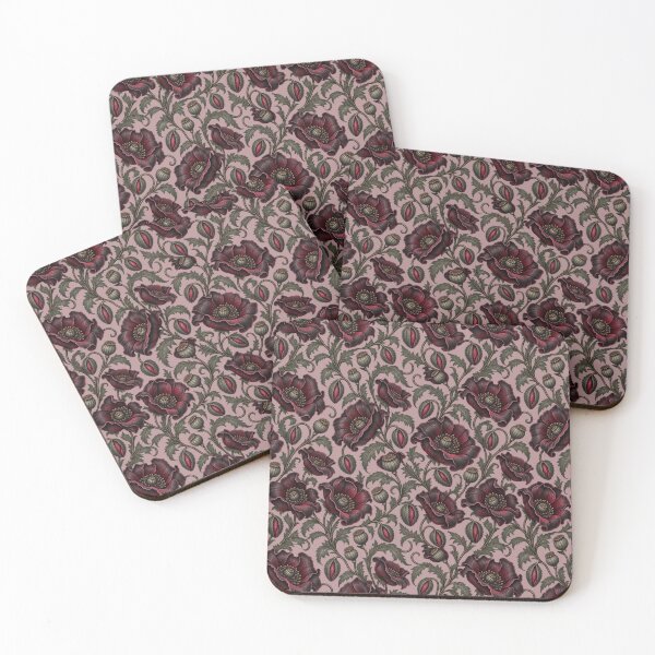 Item preview, Midnight Poppies – Burgundy Gothic Floral Pattern designed and sold by MetaModel Editions.