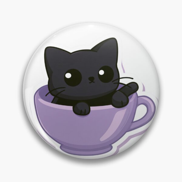 Item preview, Cute Black Cat in Teacup Kawaii Kitten Lover designed and sold by NicolasGlowArt.