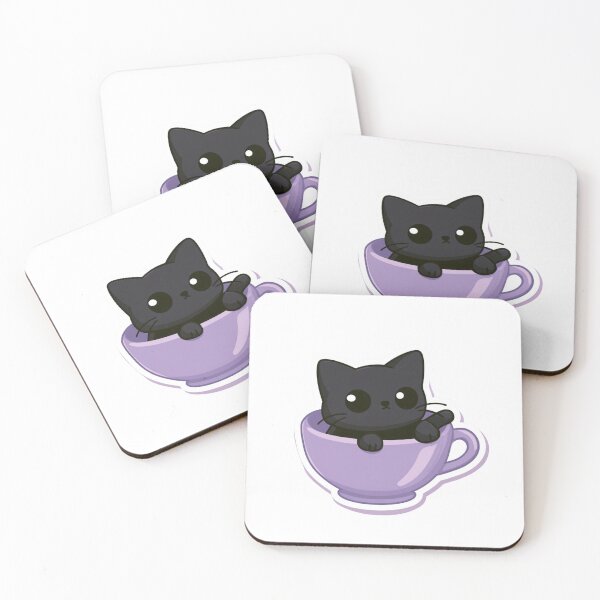 Item preview, Cute Black Cat in Teacup Kawaii Kitten Lover designed and sold by NicolasGlowArt.