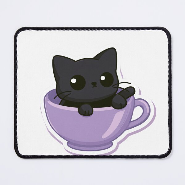 Item preview, Cute Black Cat in Teacup Kawaii Kitten Lover designed and sold by NicolasGlowArt.
