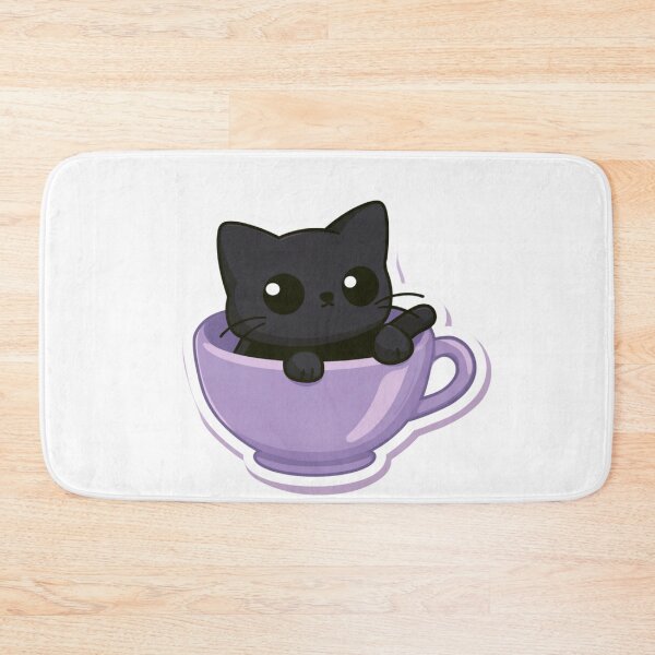 Item preview, Cute Black Cat in Teacup Kawaii Kitten Lover designed and sold by NicolasGlowArt.