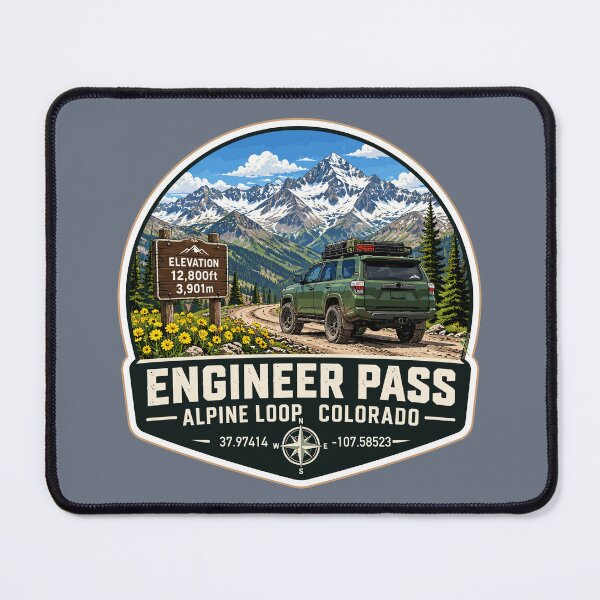 Item preview, Engineer Pass Ouray County Colorado 4x4 Motorcycle Sticker TShirt 03 designed and sold by OuterShellUK.
